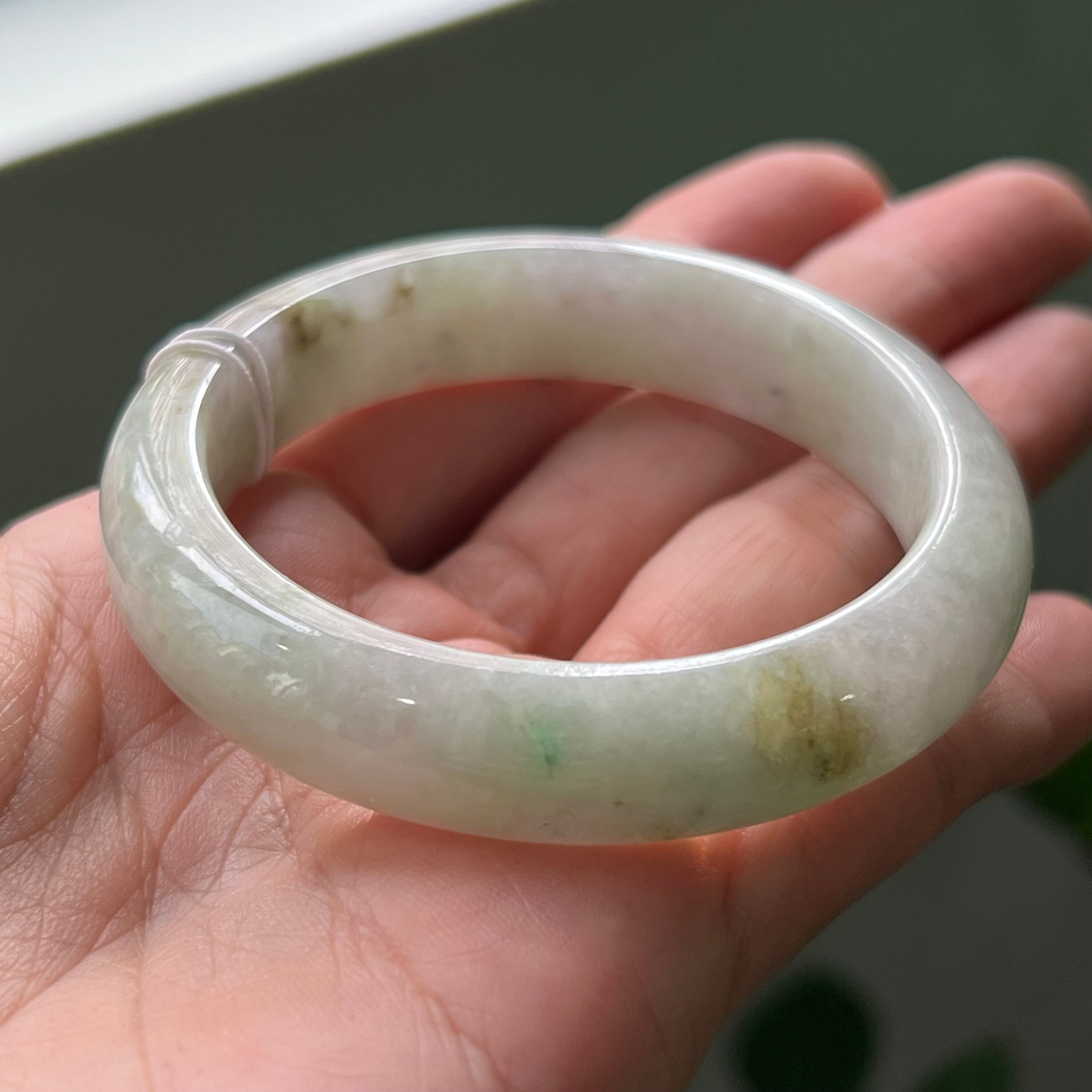 50.5mm Jade Bangle Grade A Jadeite Faint Pinkish Lavender Melon Yellow 4Color MB68KL80 (Burmese Jade)