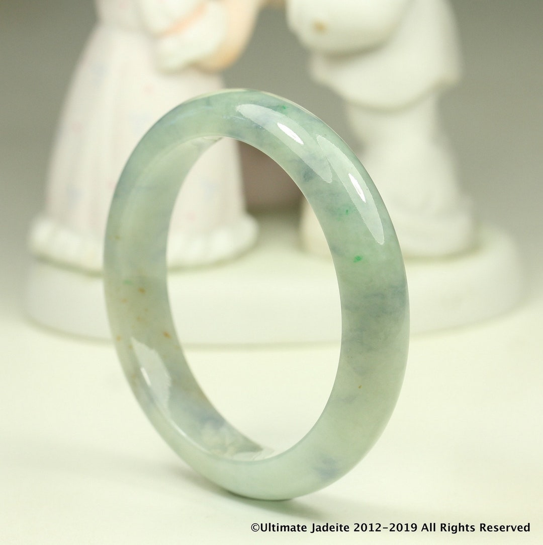 54.8mm Jade Bangle Blue Flower Pattern Tricolor Grade A Jadeite ...