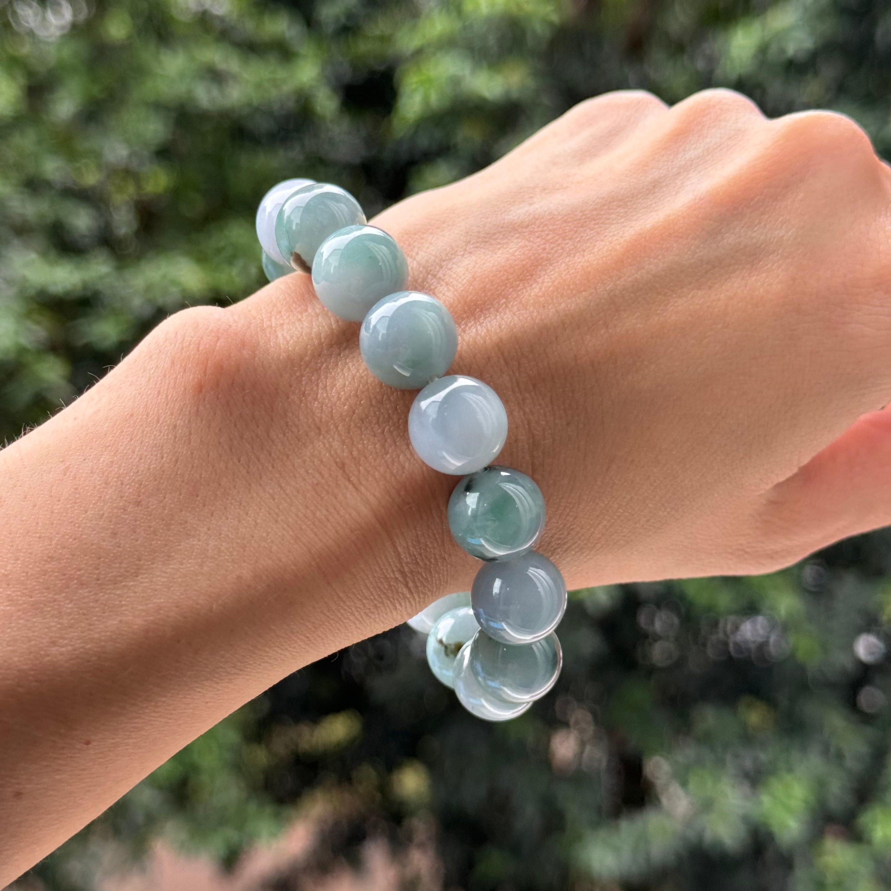 Bracciale di perle in pietra naturale per donna, pietre verdi, corda intrecciata regolabile, bracciale di perle yoga, regalo di compleanno e anniversario, Taglia unica