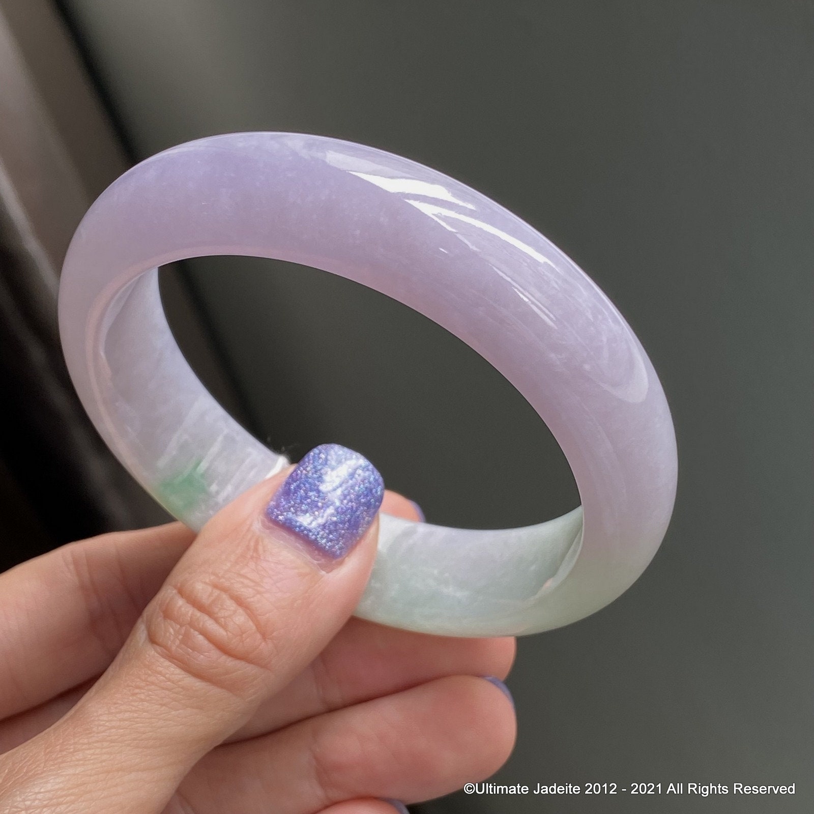 58.6mm Pink Lavender Jade Bangle Grade A Jadeite Burmese Jade 
