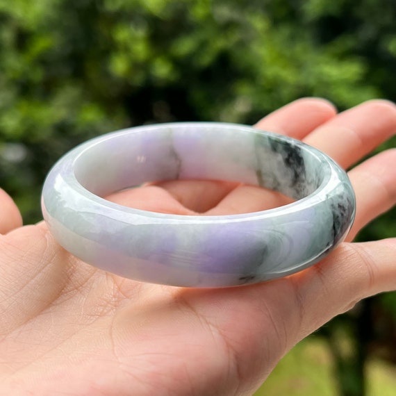 55.1 mm 翡翠バングル ラベンダー トリカラー グレード A ジェダイト 