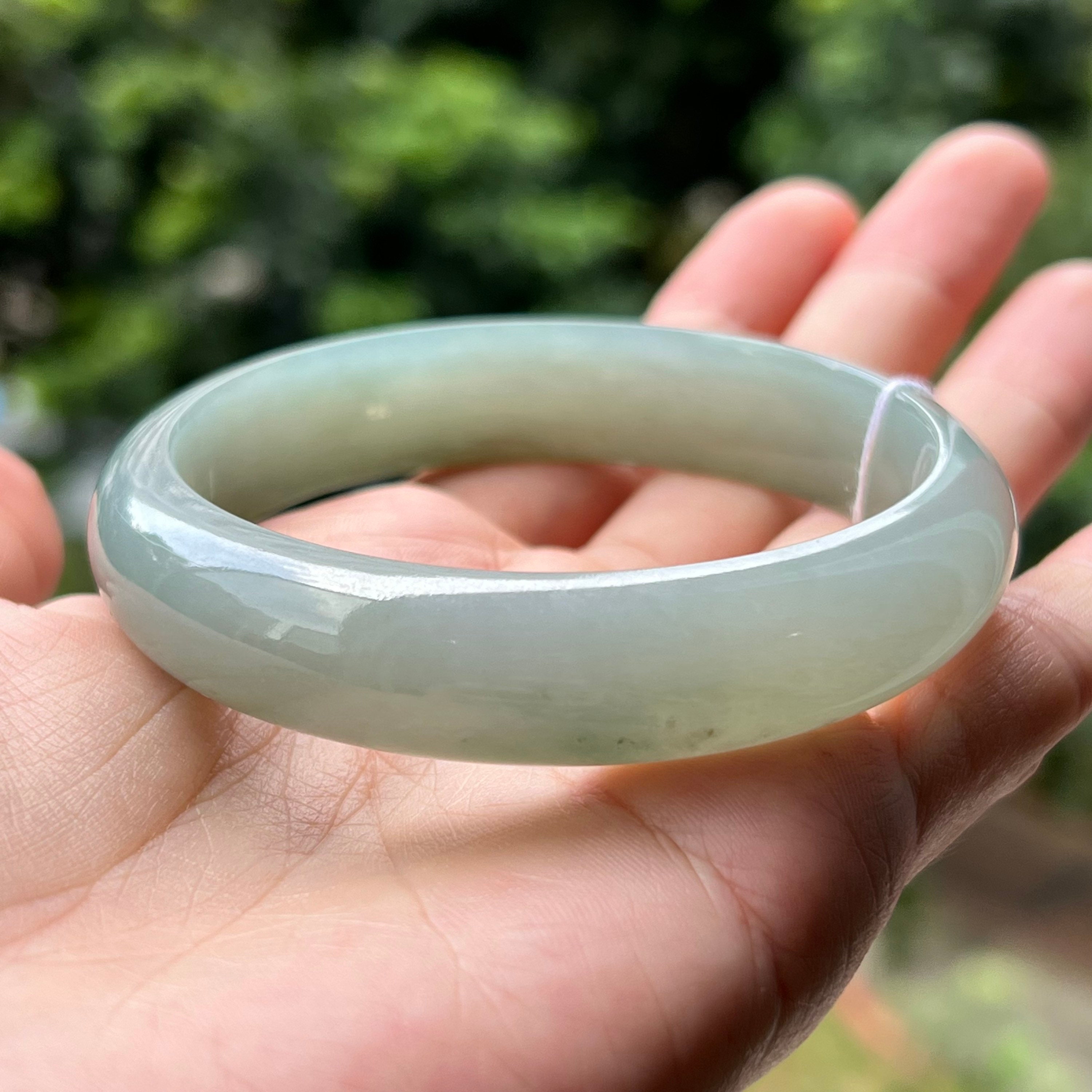 59.35 mm 天然翡翠バングル 細粒 青みがかったグリーン MB6L5L10