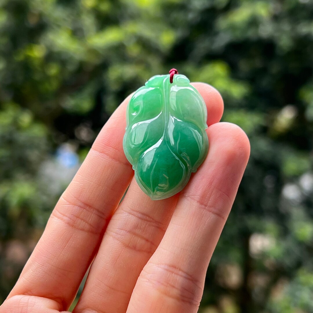 Green Leaf Jade Pendant True Green Grade A Jadeite burmese Etsy