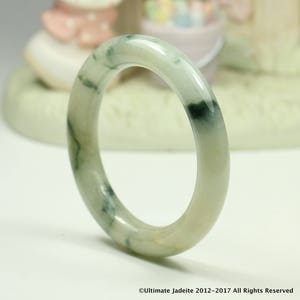 Round Jadeite Jade Bangle - 47.47mm Dark Bluish Green Flower Pattern