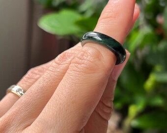 Jade Ring US Green Black Grade A Jadeite Abacus Jade Band Ring