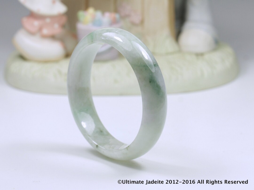 翡翠ハングル ジェダイト 翡翠 バングル - 54.86 mm オフホワイト フラワー