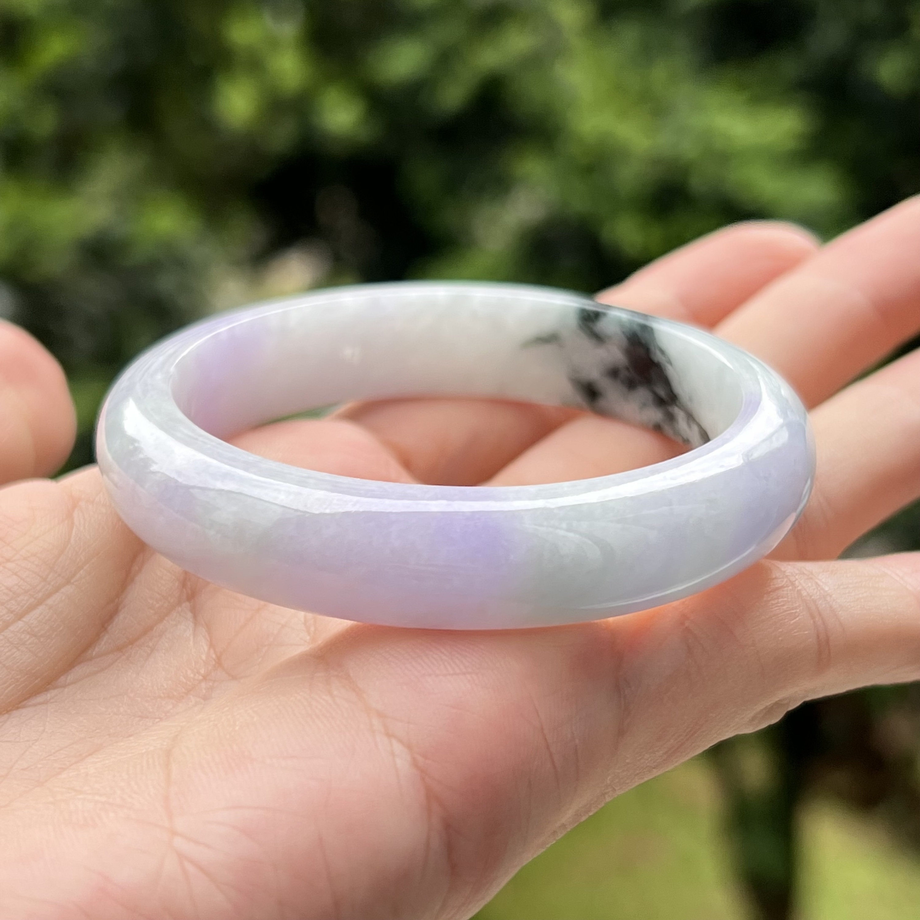 翡翠3色　バングル 53.5 mm 翡翠バングル ラベンダー トリカラー グレード A