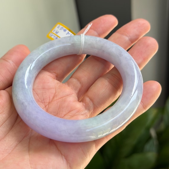 ラベンダー翡翠バングル ラウンド 55.4 mm グレードA 翡翠 MB287LL