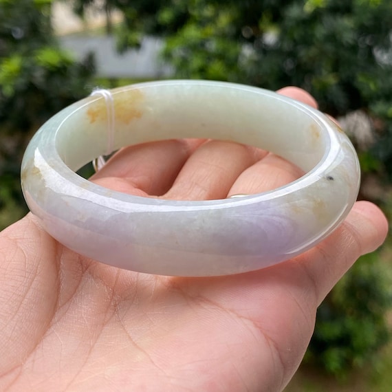 58.36 mm 翡翠バングル ライトラベンダー トリコロール グレード A 