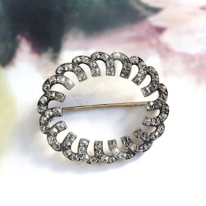 Victorian 3.60ct t.w. Antique Old Mine Cut Diamond Swirl Sash Brooch Pendant 14k Gold Silver Top image 1