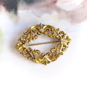 Antique .30 ct t.w. Old European Cut Diamond Brooch 18K Yellow Gold image 1