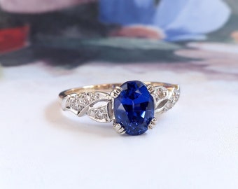 Art Deco 1.69 ct.tw. Blue Sapphire and Diamond Ring 14k