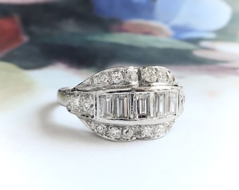 Art Deco 1.33ct. Diamond Anniversary Cocktail Ring Platinum