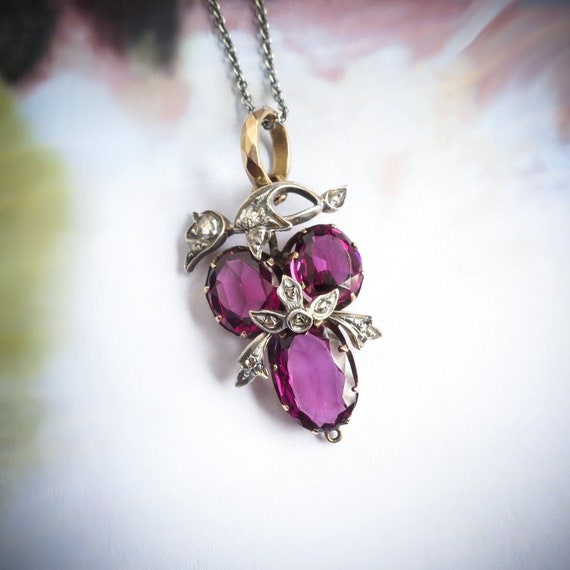 Antique Victorian 3.23ct t.w. Amethyst Rose Cut D… - image 1