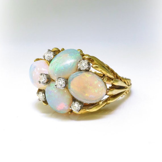 Vintage 1970’s 8.10ct t.w. Opal Diamond Ring  Coc… - image 3