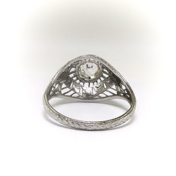 Antique Edwardian .50ct. Diamond Filigree Engagem… - image 6