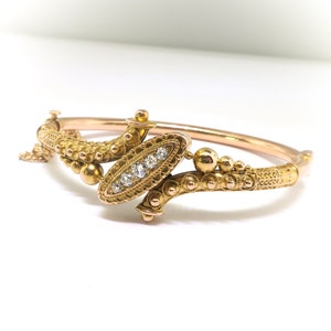 Antique Victorian Diamond Bracelet Circa 1880's .35ct t.w. Old European Cut Hinged Cuff Bracelet 14k Yellow Gold 6 Inch Wrist image 3