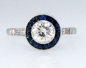 Sold--------------Final Payment Due 2/9-------------------Stunning Sapphire Halo .75ct Round Brilliant Cut Diamond Engagement Ring Platinum