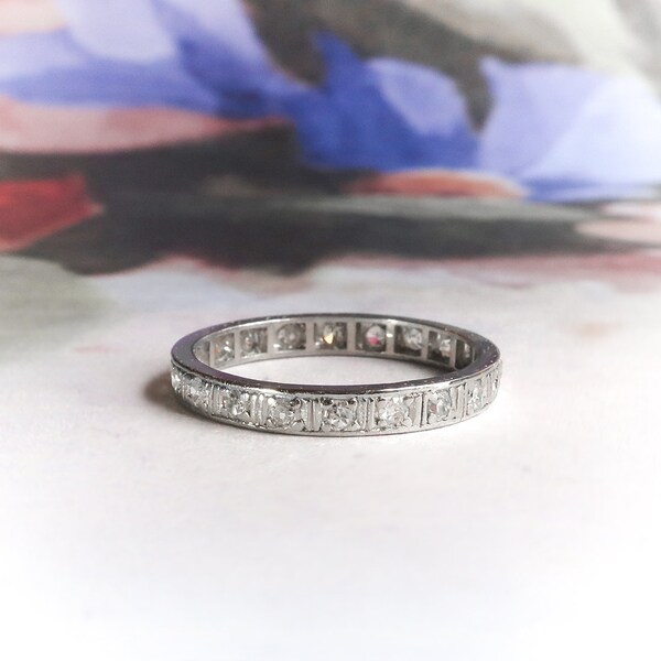 NOT FOR SALE--Final Installment Payment Due 7/1----Art Deco .40cts Diamond Eternity Wedding Stacking Band Platinum Size 5