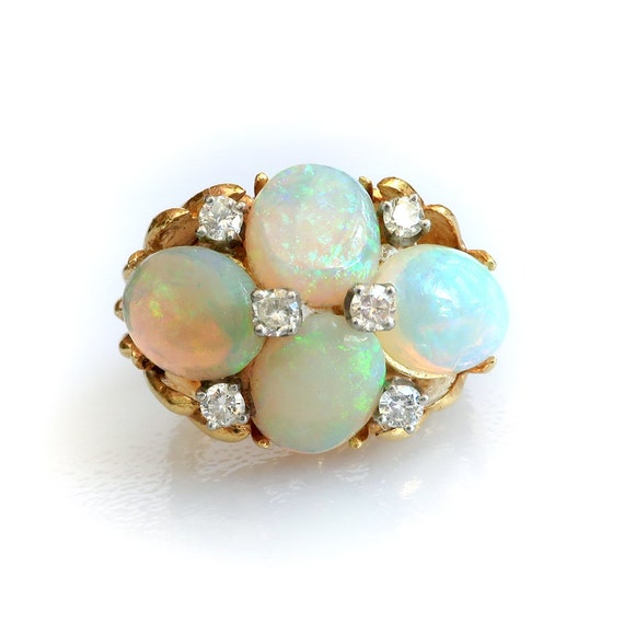 Vintage 1970’s 8.10ct t.w. Opal Diamond Ring  Coc… - image 2