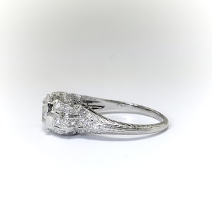 Art Deco 1.53ctw Old European Cut Diamond Vintage Engagement Ring Platinum image 4