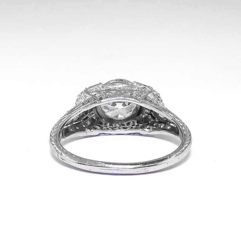 Art Deco 1.53ctw Old European Cut Diamond Vintage Engagement Ring Platinum image 5