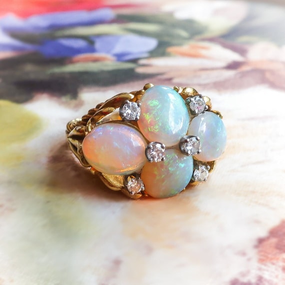 Vintage 1970’s 8.10ct t.w. Opal Diamond Ring  Coc… - image 1