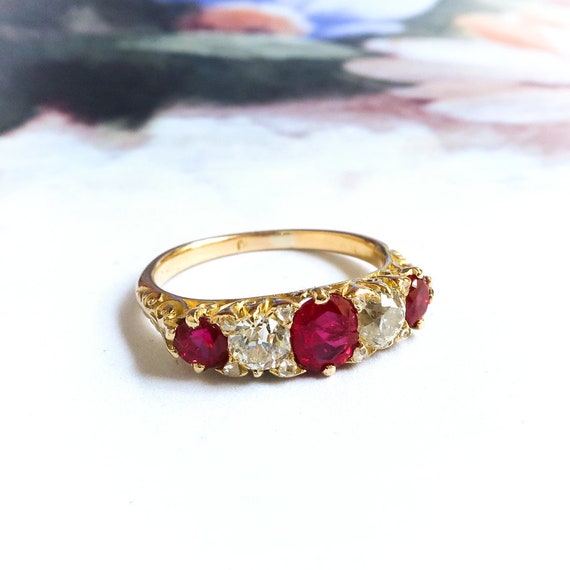 Antique Ruby And Diamond Ring Edwardian 1920's 1.8