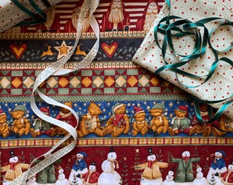 Lot de 3 grands emballages cadeaux de Noël réutilisables