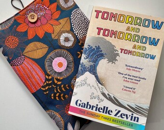 Handmade Padded Book Nest (Medium) | Book Protector Sleeve with Pocket | Unique Fabric Design | Travel-Friendly Book Pouch