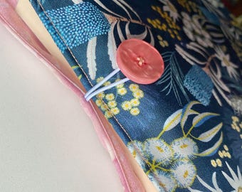 Handmade Padded Book Nest (Large) | Book Protector Sleeve with Pocket | Unique Fabric Design | Travel-Friendly Book Pouch