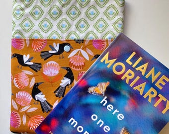 Handmade Padded Book Nest (Large) | Book Protector Sleeve with Pocket | Unique Fabric Design | Travel-Friendly Book Pouch