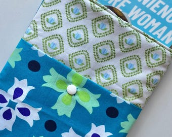 Handmade Padded Book Nest (Medium) | Book Protector Sleeve with Pocket | Unique Fabric Design | Travel-Friendly Book Pouch