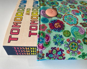 Handmade Padded Book Nest (Medium) | Book Protector Sleeve with Pocket | Unique Fabric Design | Travel-Friendly Book Pouch