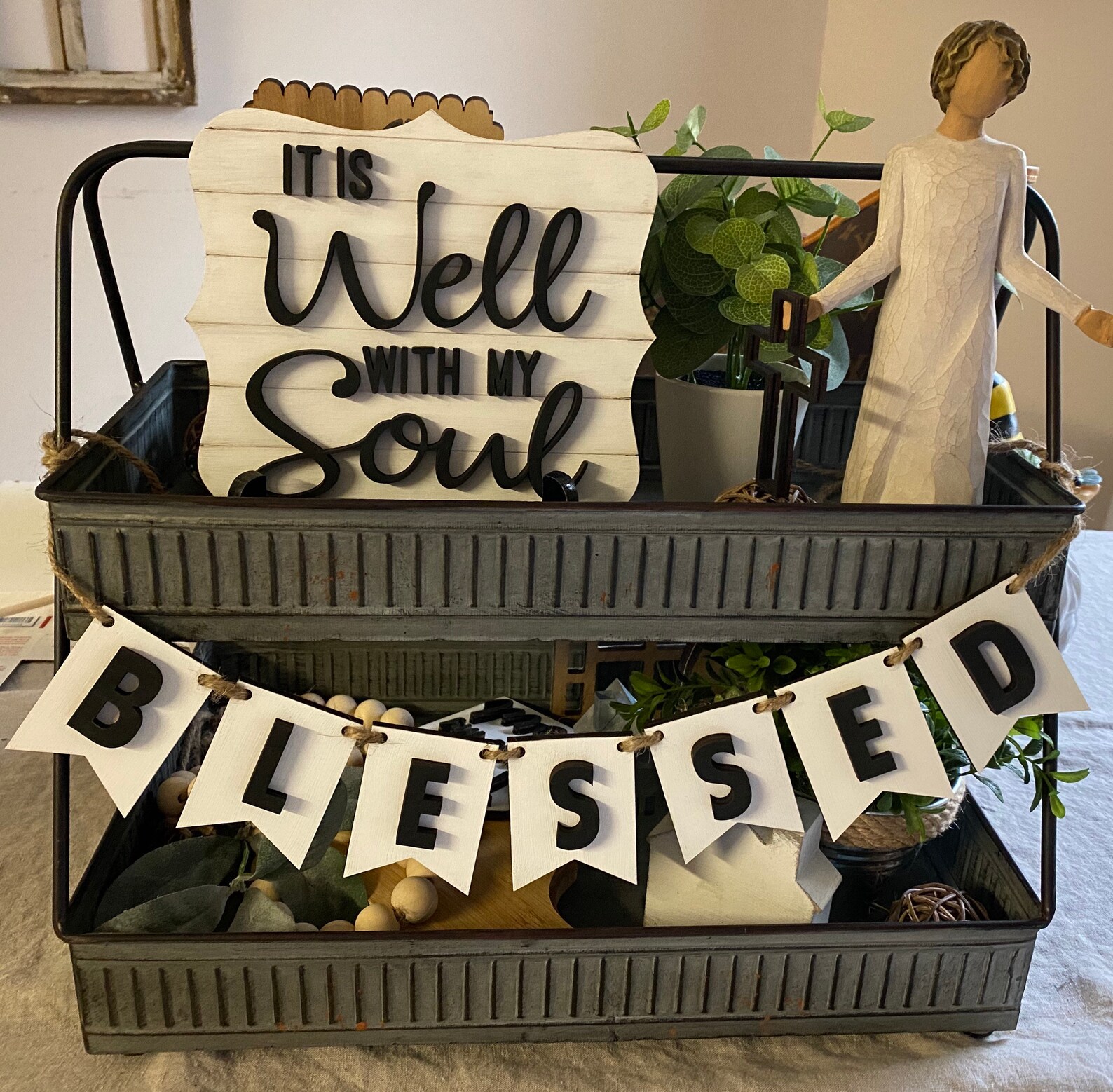 Faith Tiered Tray Set Christian Home Decor Mini Signs  Etsy