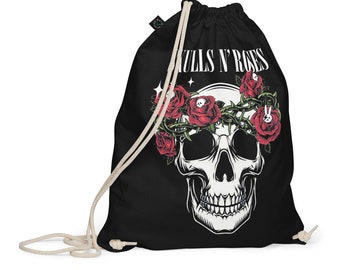 Skull and Roses Organic cotton drawstring bag