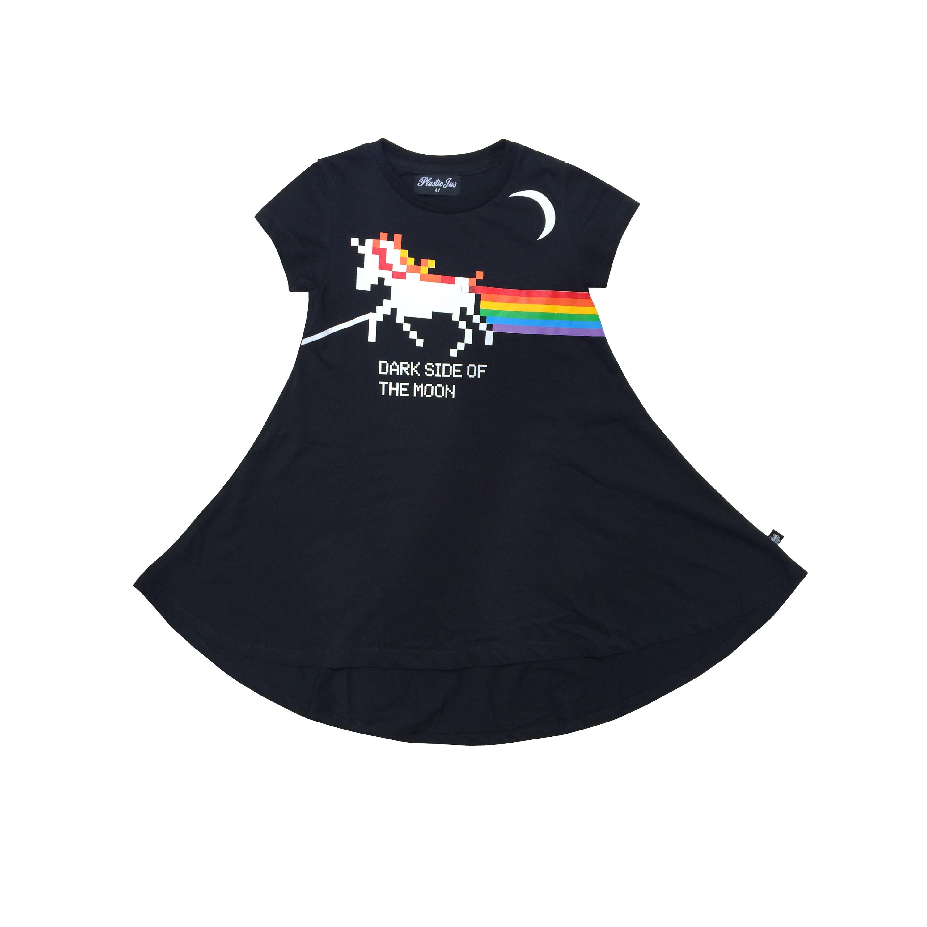 Girls black dress Rainbow dress Rainbow print Toddler dress
