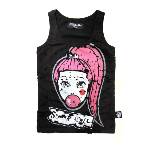 MikiMiette Little Girls Tank Top with Flutter Sleeve Detailing and a Center Front Snap