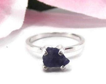 Natürliche Saphir Ring in Sterling Silber - blau September Birthstone Ring