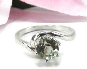 Green Amethyst Ring - Sterling Silver Green Amethyst Ring - Green Gemstone Ring - February Birthstone Ring - Amethyst Engagement Ring