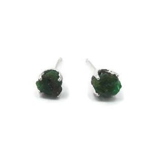 Emerald Earrings - Raw Emerald May Birthstone - Raw Emerald Earrings - Emerald Jewelry - Small Stud Earring - Rough Emerald Gemstone Earring