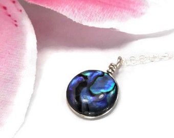 Abalone Necklace in Sterling Silver - Abalone Shell Pendant