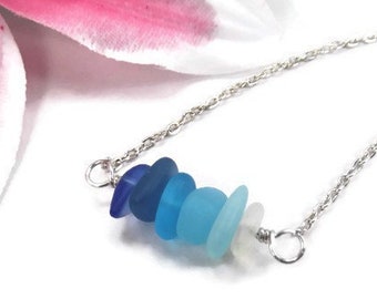 Sterling Silver Blue Sea Glass Necklace - Aqua Sea Glass Necklace