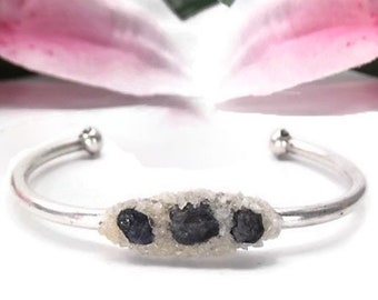 Blue Sapphire Bracelet - Raw Gemstone Bracelet - Septmeber Birthstone