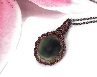 Green Mermaid Necklace - Copper Beach Pendant Necklace - Natural Sea Shell Necklace