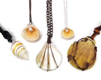 Natural Shell Pendant Necklace - Summer Shell Beach Necklace
