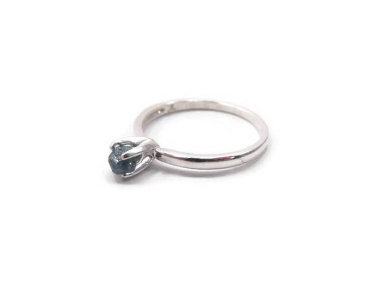 Raw Diamond Engagement Ring in Sterling Silver