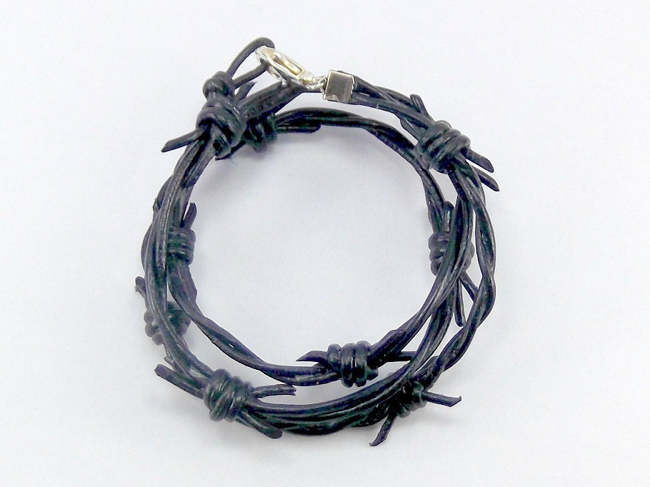 Barbed Wire Bracelet Leather Bracelet Wrap Bracelet Etsy