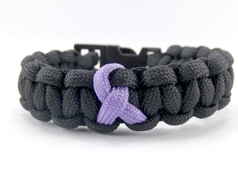 Relay for Life Paracord Bracelet - Purple Bracelet - Ribbon Bracelet - Awareness Bracelet - Purple Ribbon Cancer Bracelet - Hope Bracelet