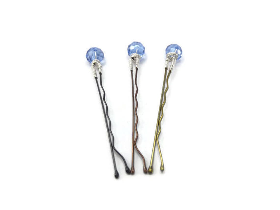 Blue Crystal Hair Pin Something Blue Bridal Hair Accessory Etsy